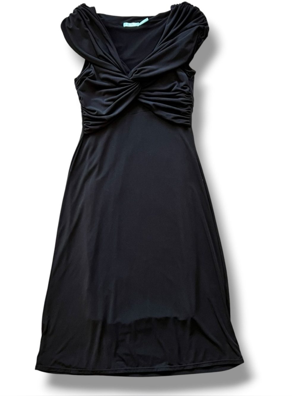 Slim Fabulous Black Sleeveless Polyester/Spandex Dress Draped Bust Sz XS C-4